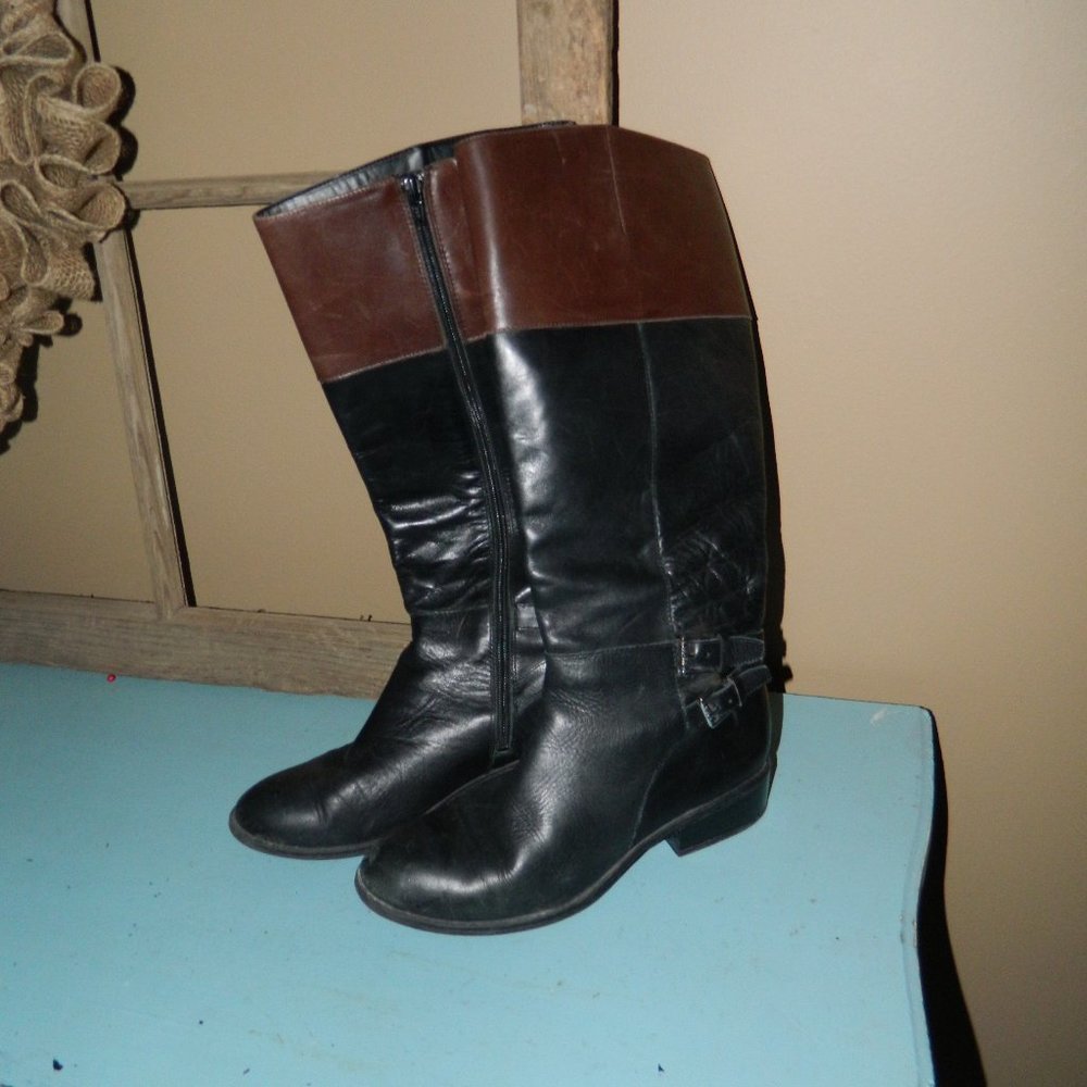 Lauren Ralph Lauren Marba Tall Leather Riding Boots Two Tone Size 7B